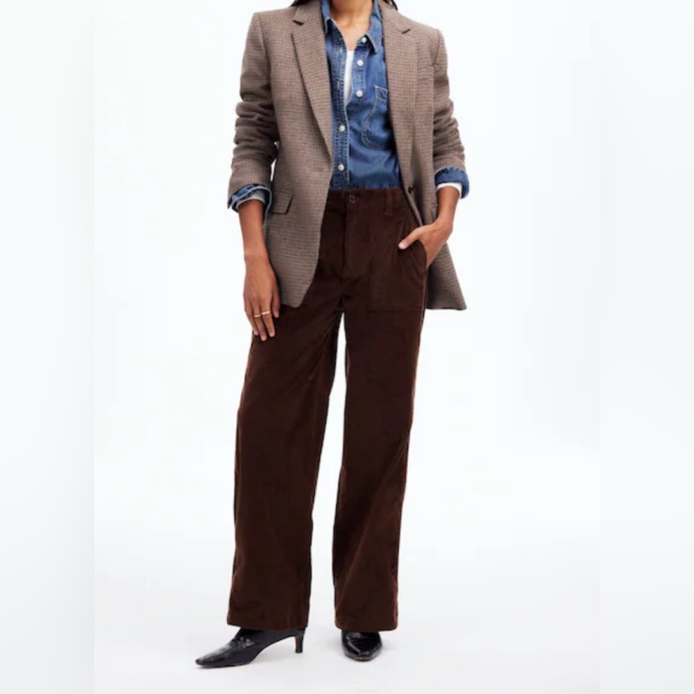 Madewell Low Slung Baggy Utility Corduroy High Rise Dark Brown Wide Leg 

Sz. 28